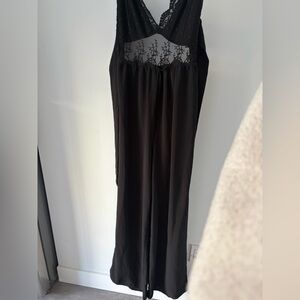 Black Lace Detail Jumpsuit